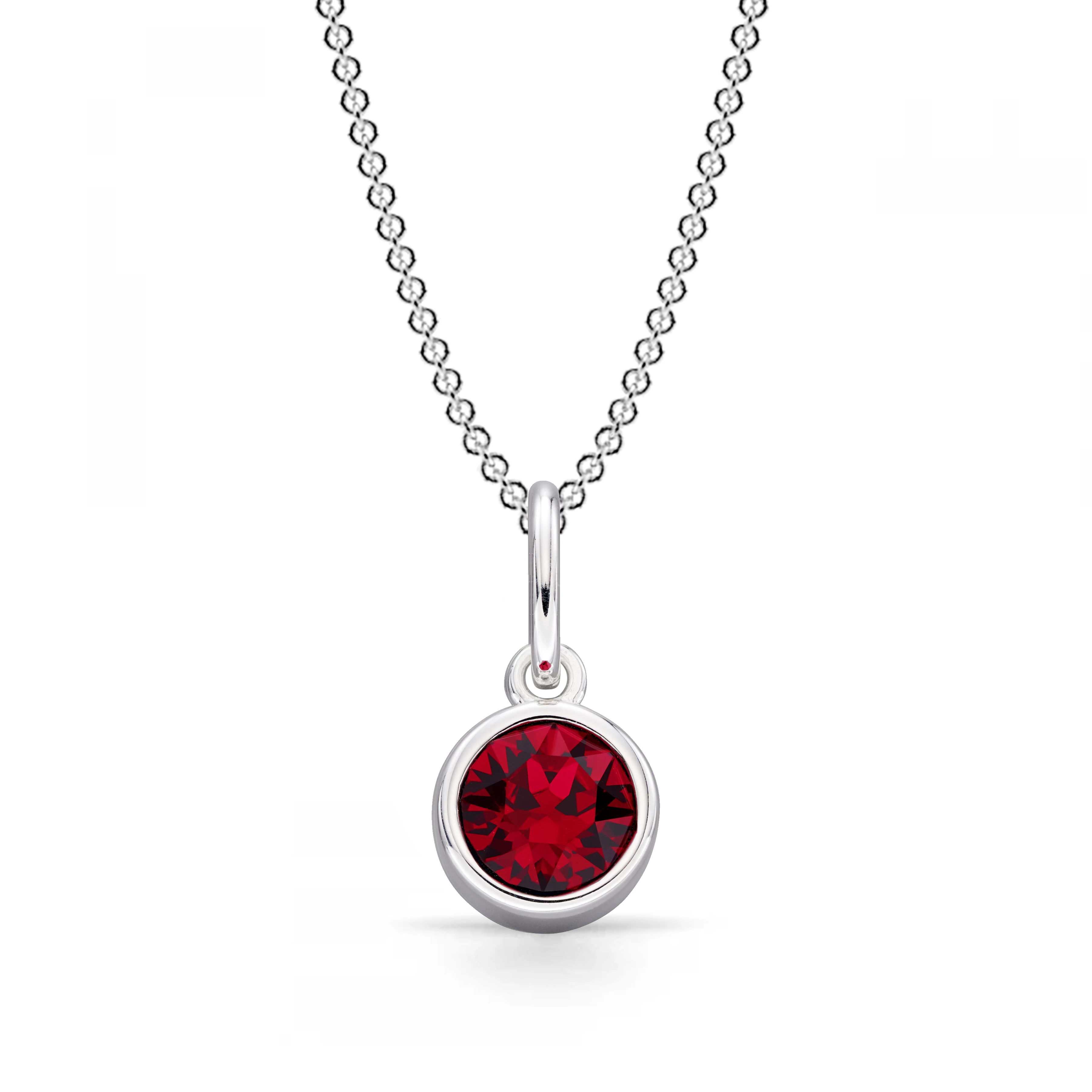 bezel setting round shape ruby birthstone pendant