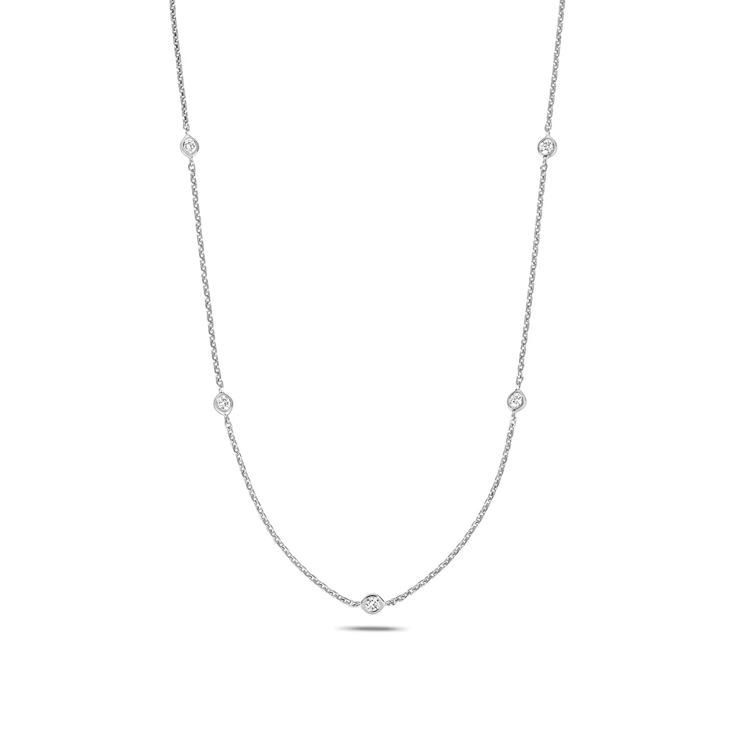 bezel setting round shape delicate diamond necklace