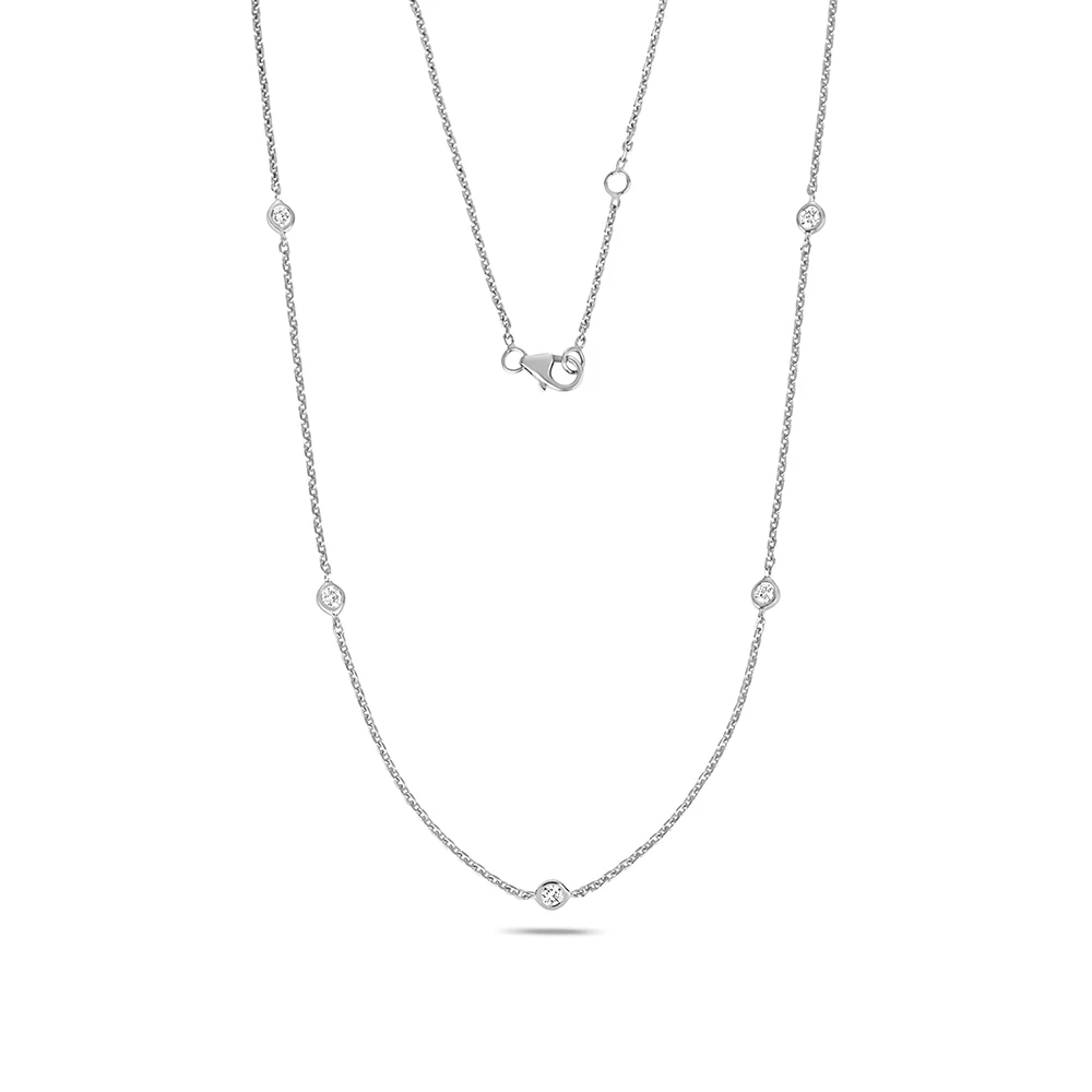 bezel setting round shape delicate diamond necklace