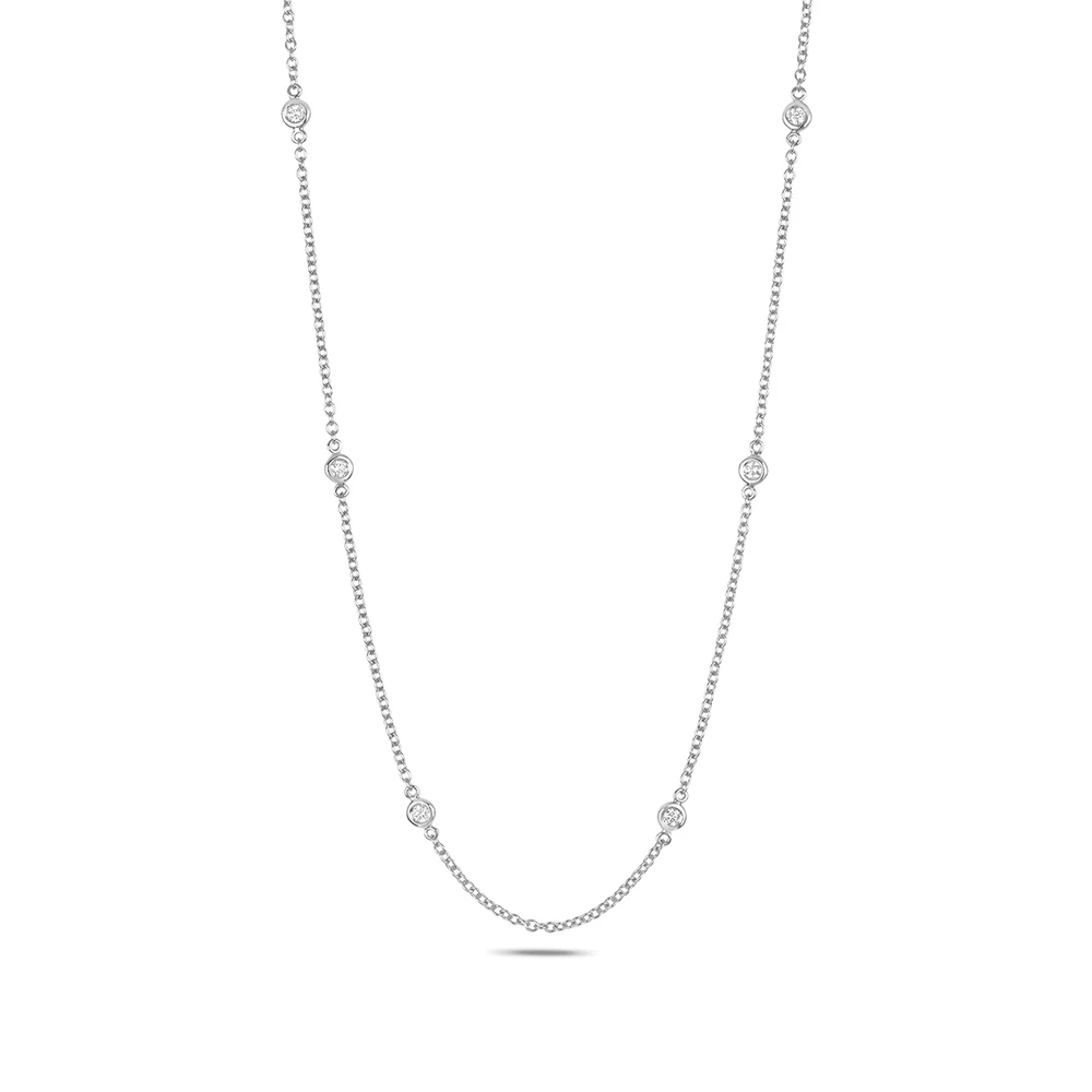 bezel setting round shape diamond pendant necklace