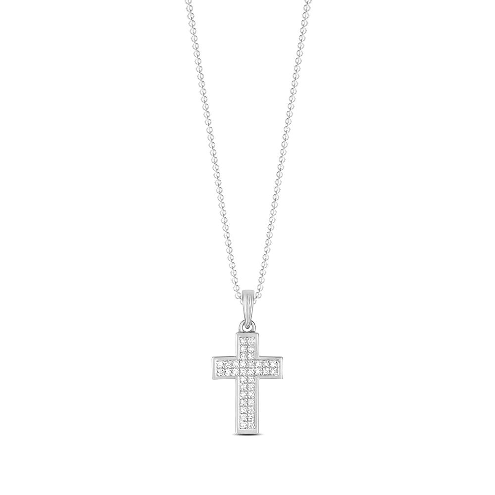 pave setting round shape diamond cross pendant(11 MM X 22 MM)