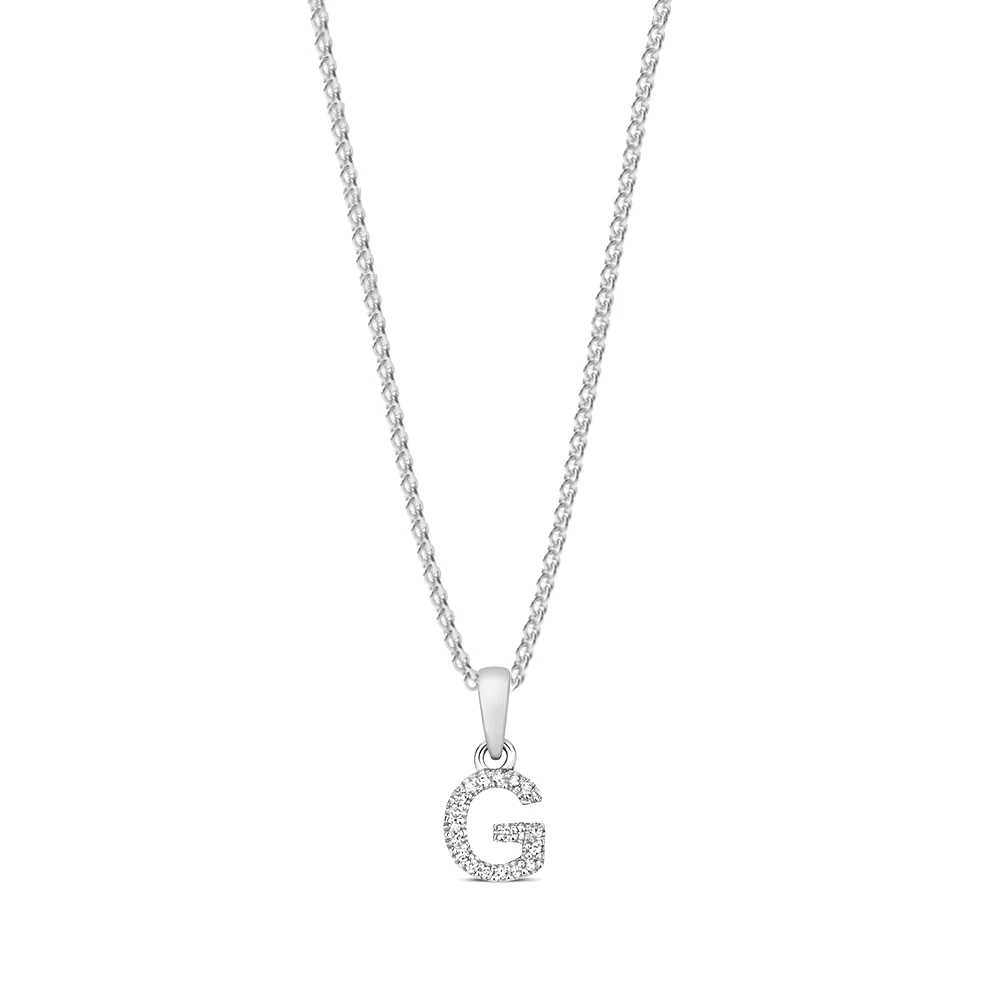 prong setting round shape letter G initial pendant(5 MM X 12 MM)