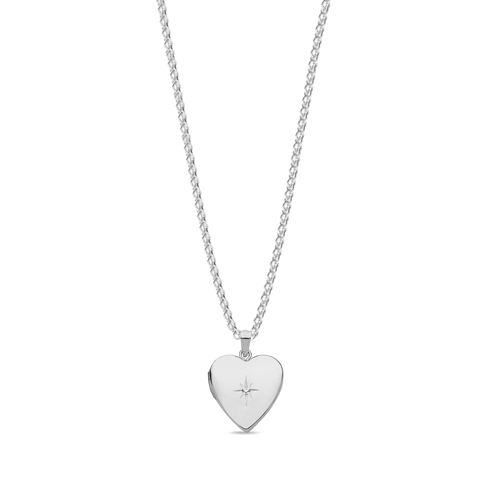 round shape heart style diamond locket necklace