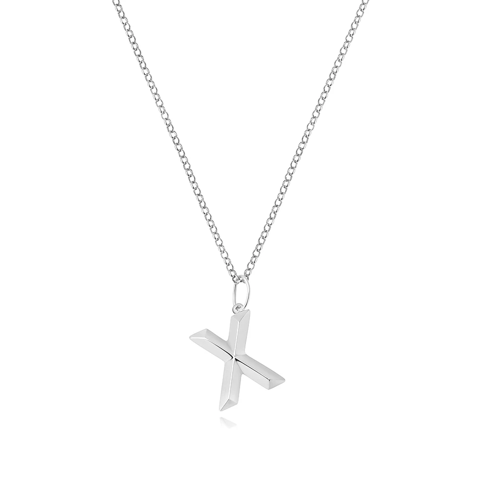 plain metal initial x pendant
