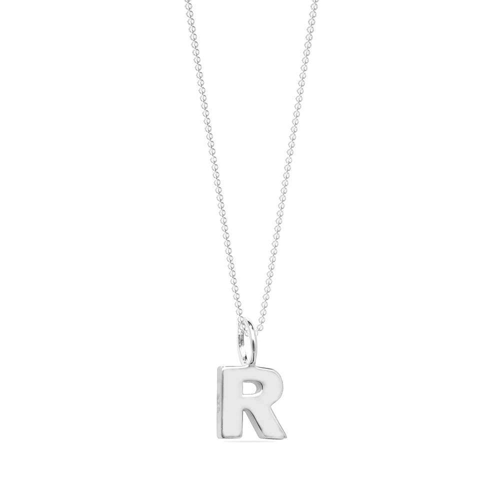 plain metal initial r pendant