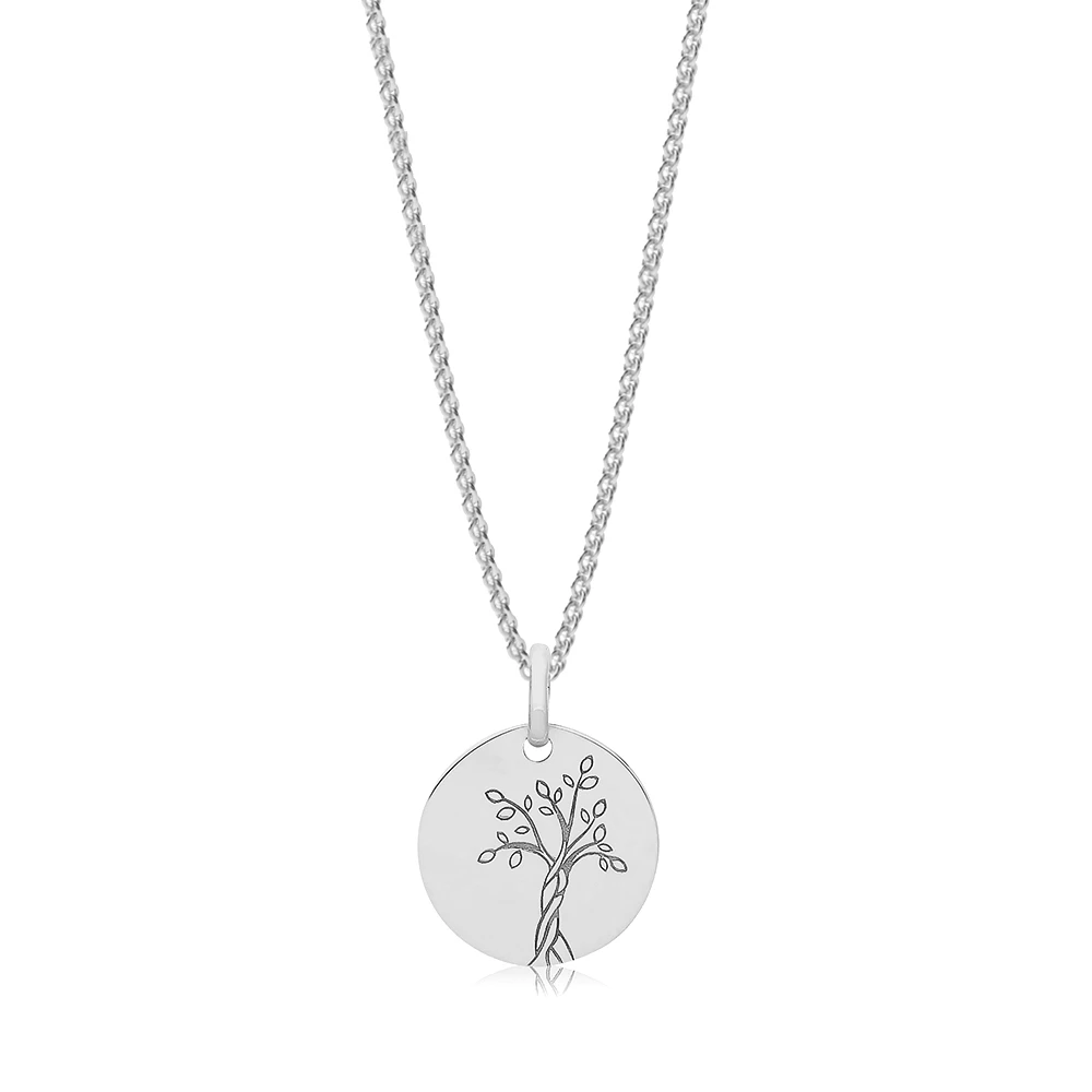 plain metal engraved tree of life pendant