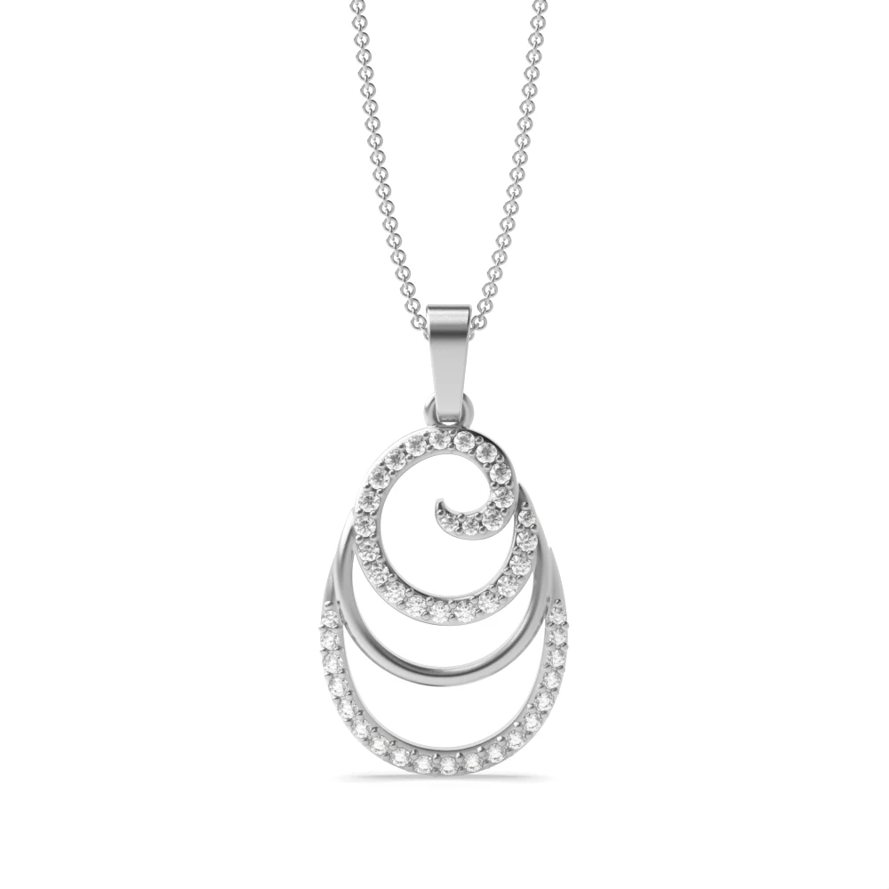 4 prong setting round shape diamond designer pendant