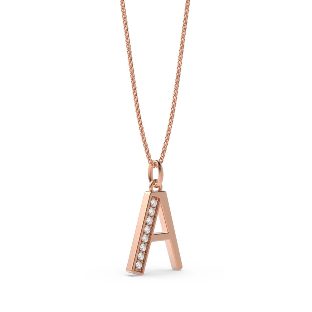 Art Deco Initial 'A' Name Diamond Pendant Necklace (18mm X 10mm)