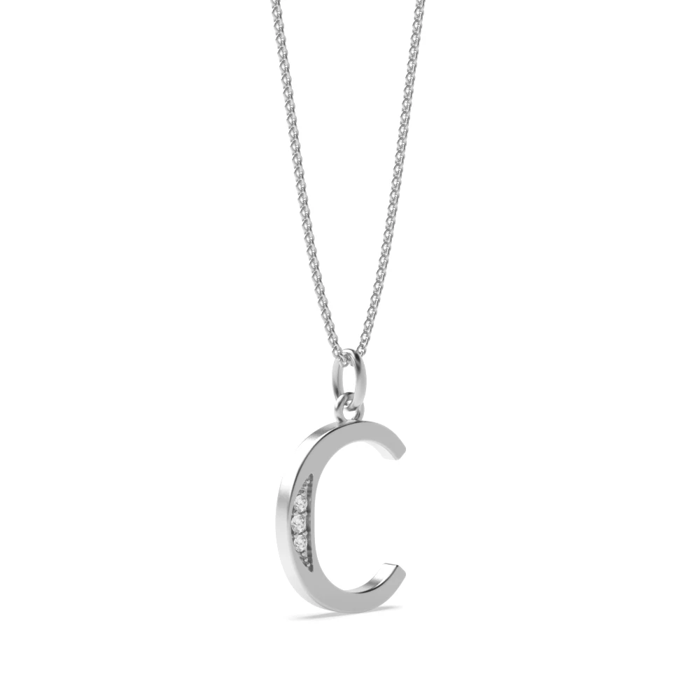 Art Deco Initial 'C' Name Diamond Pendant Necklace (18mm X 9mm)
