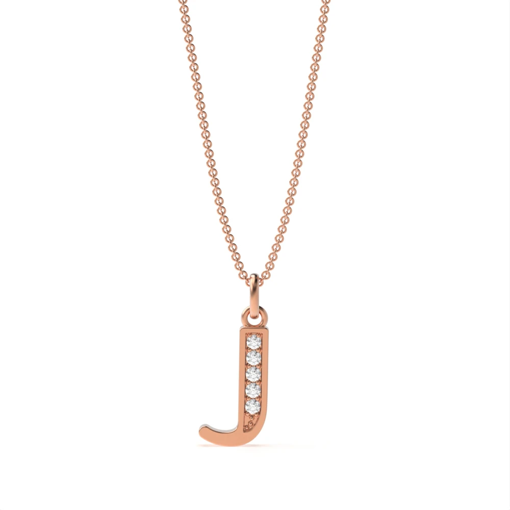 Art Deco Initial 'J' Name Diamond Pendant Necklace (17mm X 6mm)