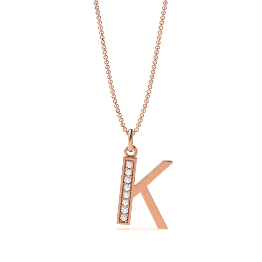 Art Deco Initial 'K' Name Diamond Pendant Necklace (18mm X 8mm)