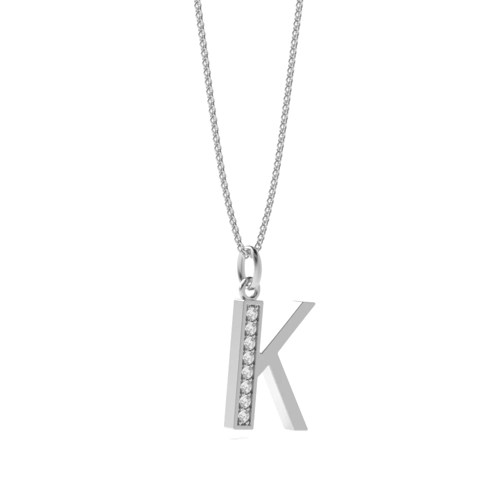 Art Deco Initial 'K' Name Diamond Pendant Necklace (18mm X 8mm)