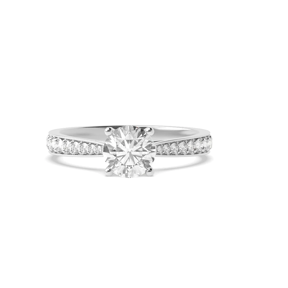 Round Shoulder Set Side Diamond Engagement Ring