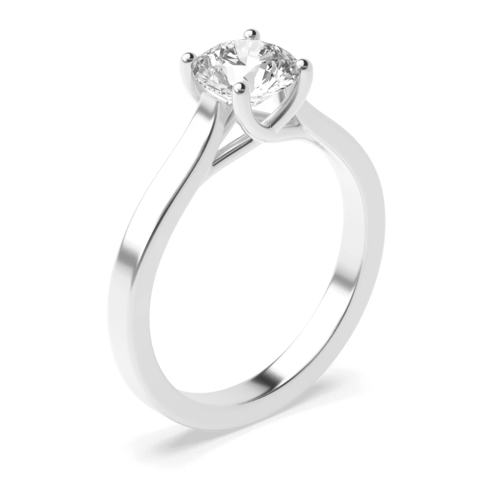 Prong Setting Round Solitaire Diamond Engagement Rings In White Gold / Platinum