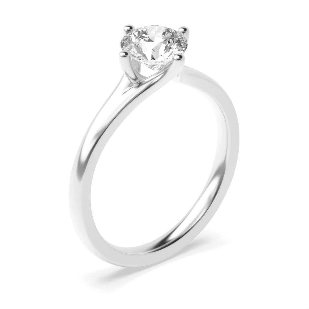 Prong Setting Round Solitaire Diamond Engagement Rings White Gold