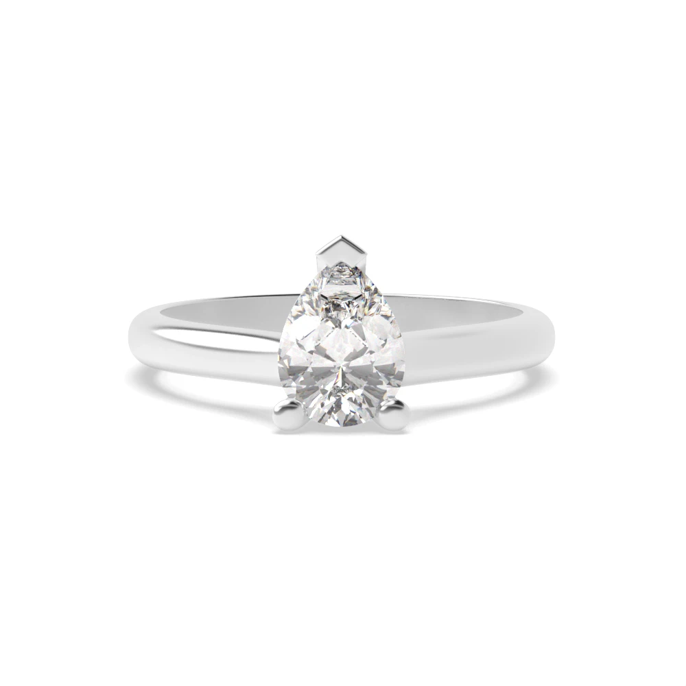Pear Solitaire Engagement Rings in Low Set Diamond
