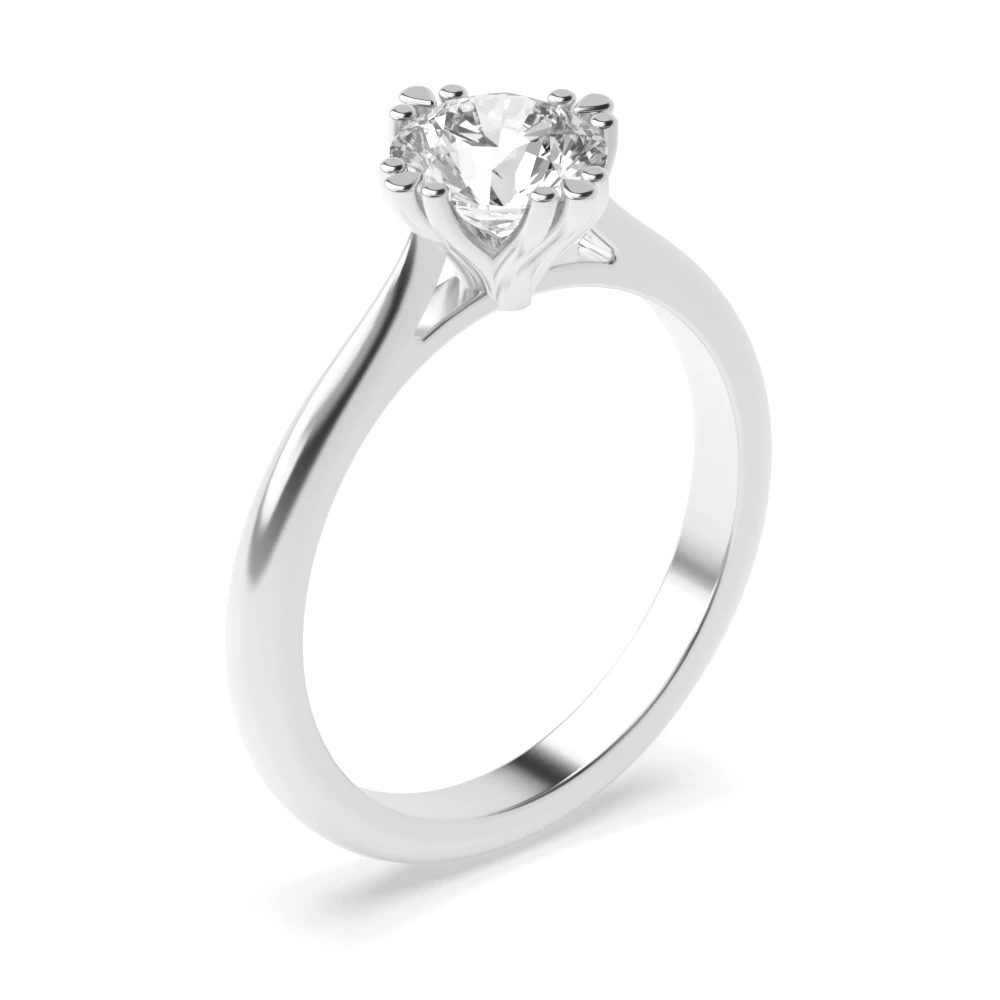 Prong Set Round Cut Solitaire Diamond Engagement Rings In White Gold