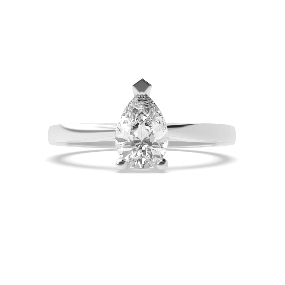 Pear Solitaire Engagement Rings in Petit Band Diamond