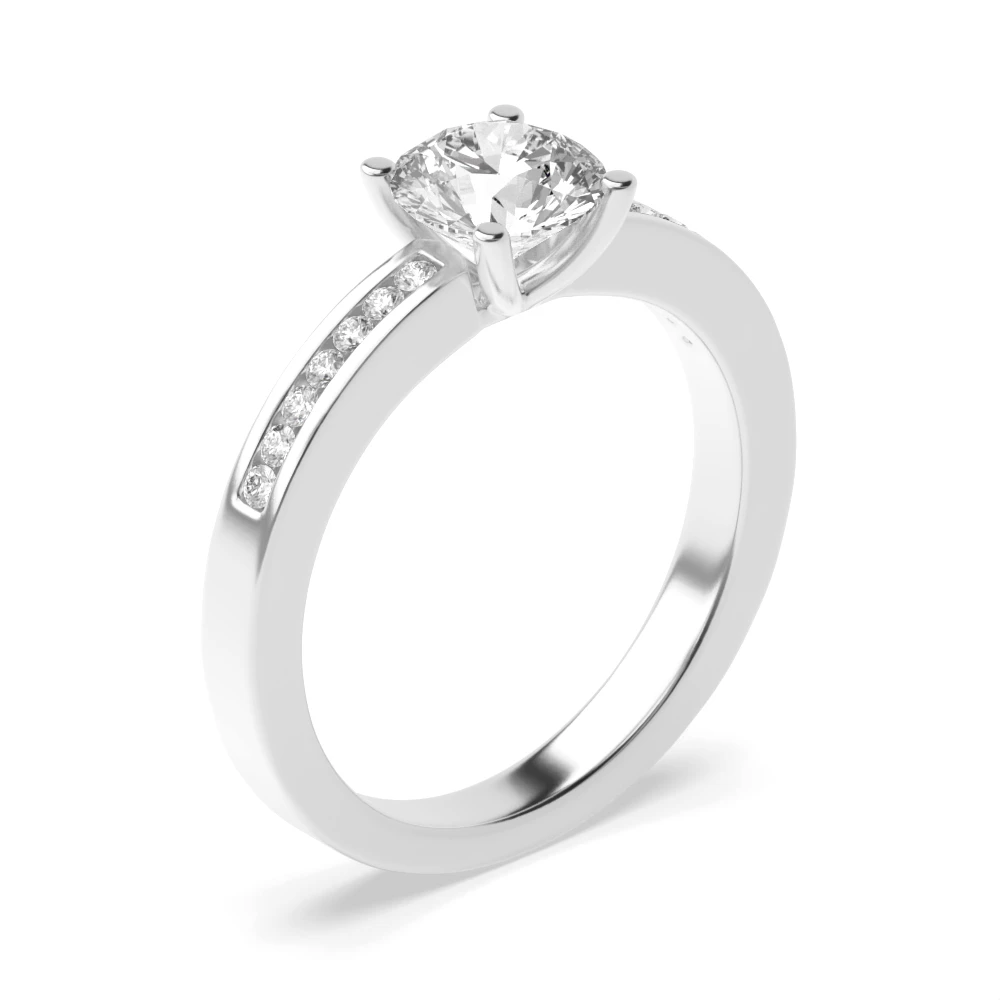 Round Shoulder Set Accentred Side Diamond Engagement Ring
