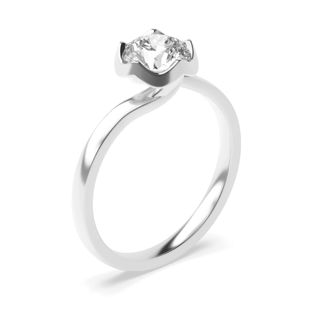 6 Prong Set Round Cut Solitaire Diamond Engagement Rings White Gold / Platinum