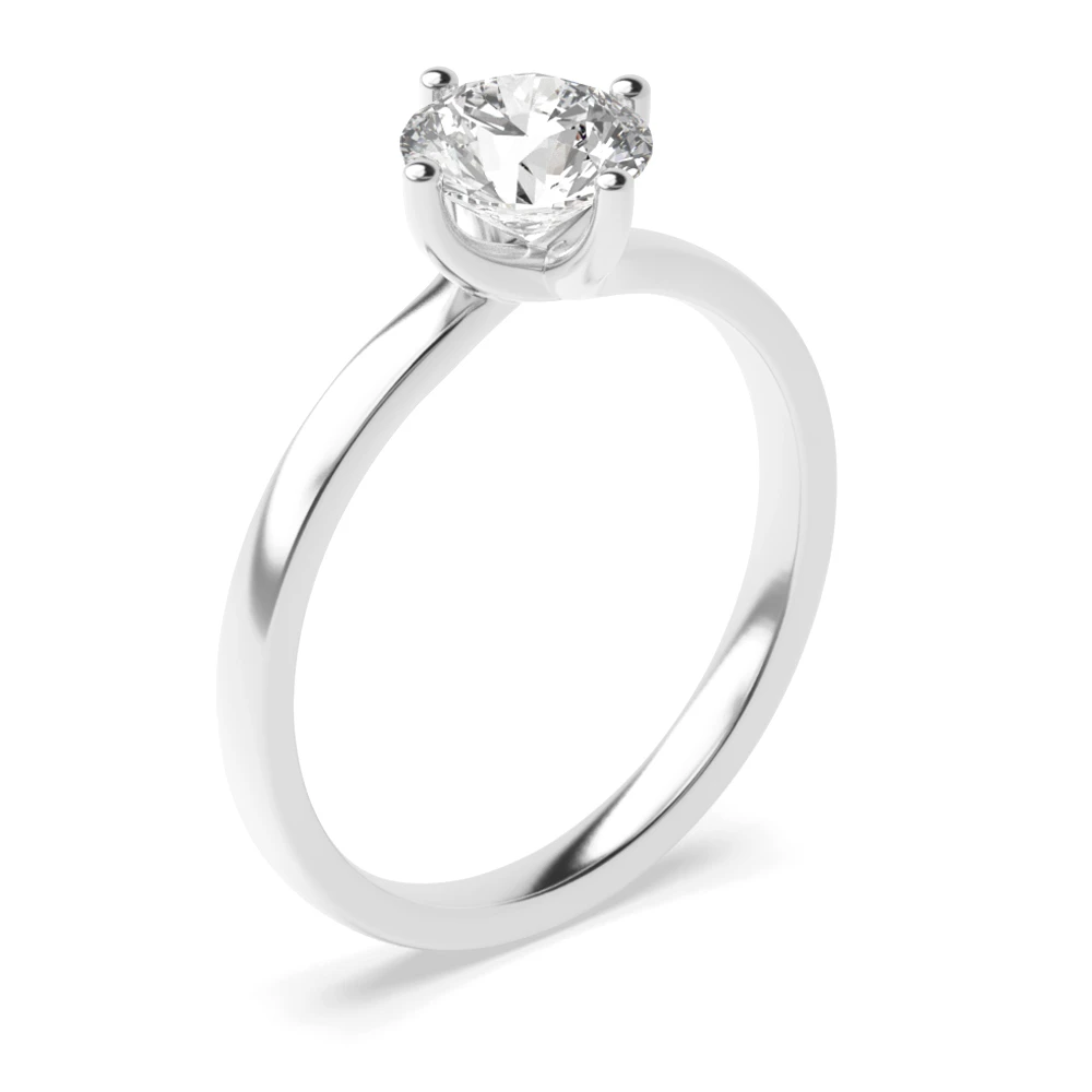 4 Prong Round Diamond White Gold / Platinum Engagement Rings