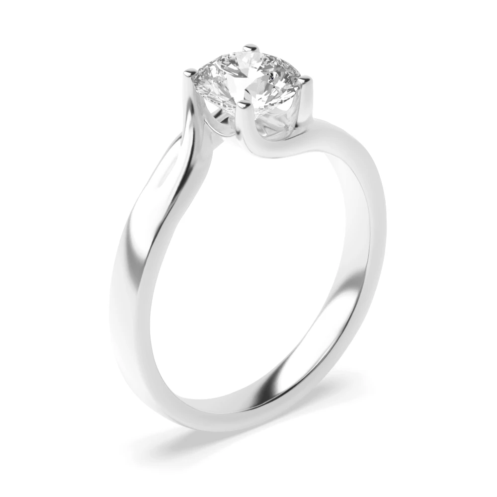 Round Solitaire Diamond Engagement Rings  In White Gold / Platinum