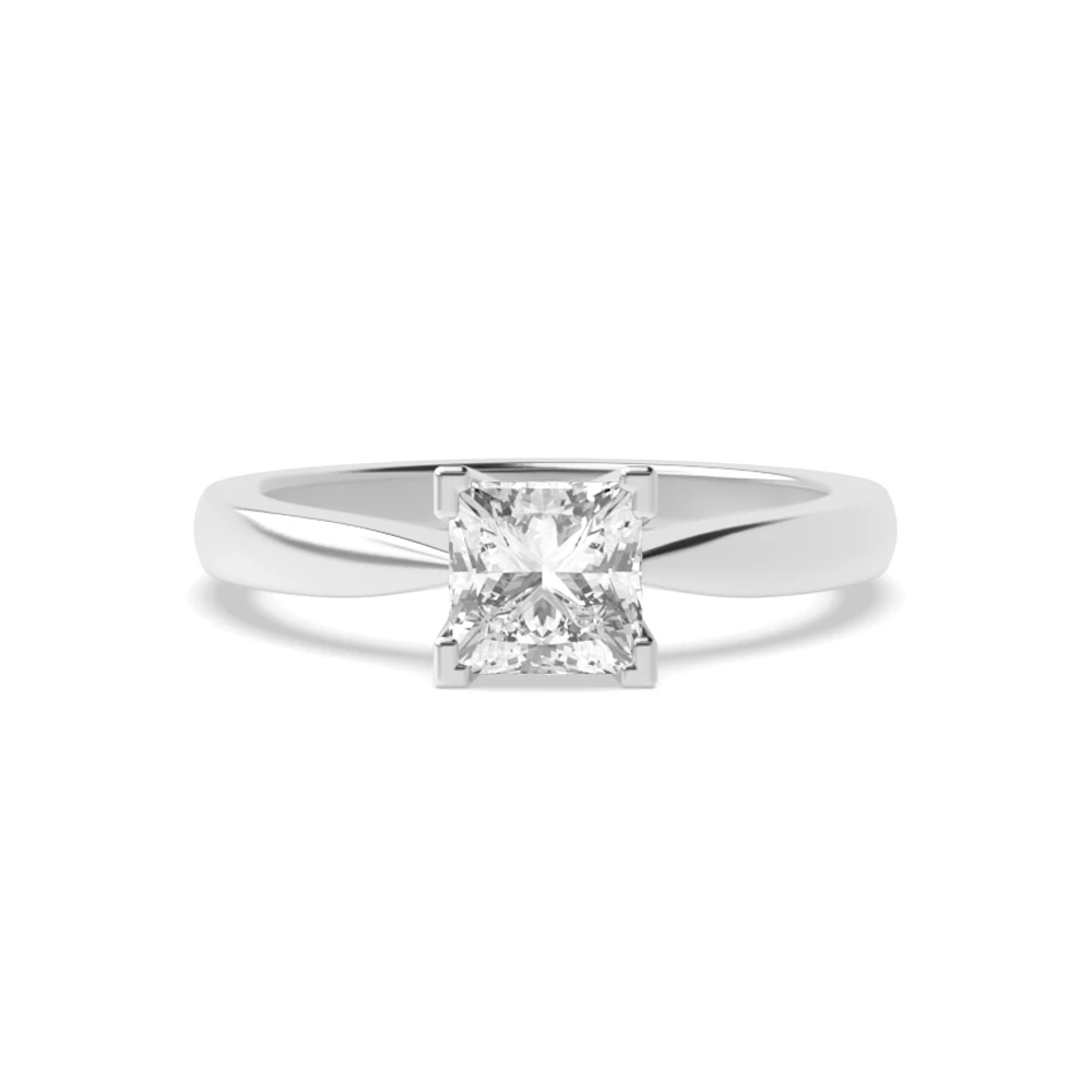 4 Claw Round Solitaire Diamond Platinum Engagement Ring for Women