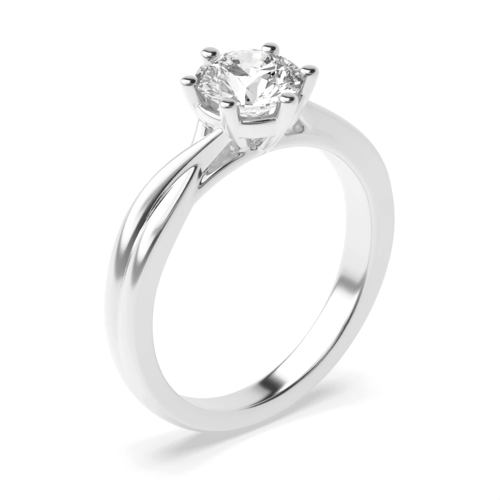 Platinum Engagement Rings 6 Prong Round Solitaire Diamond Ring for Women