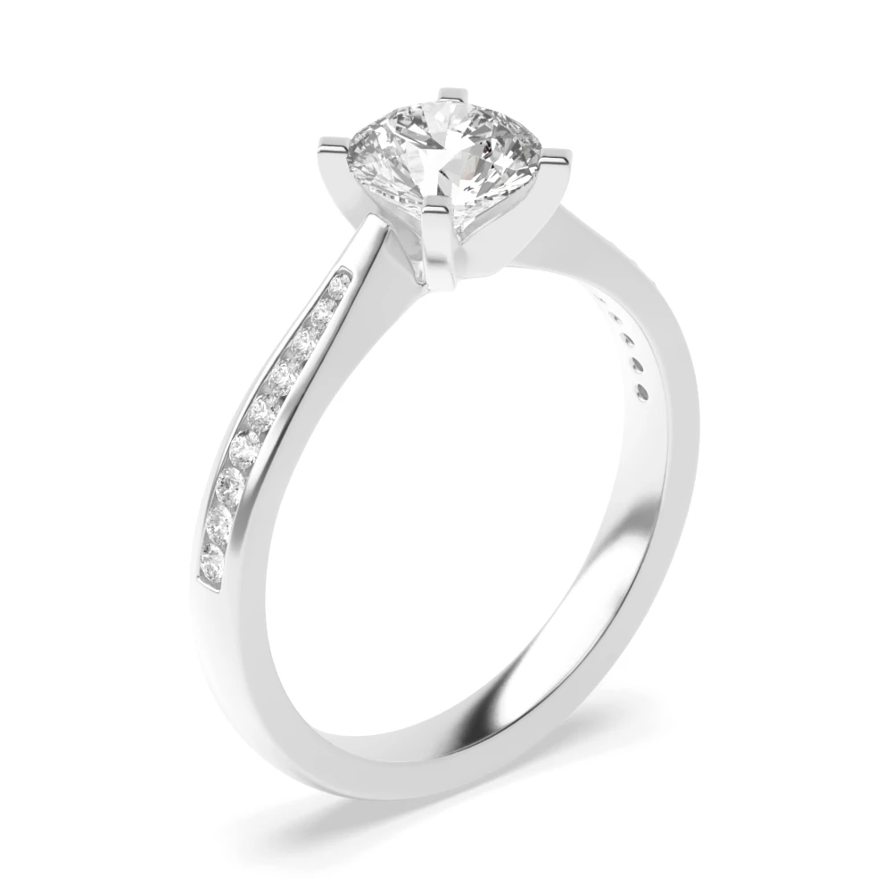 Tapering Shoulder Classic Side Stone Diamond Engagement Rings
