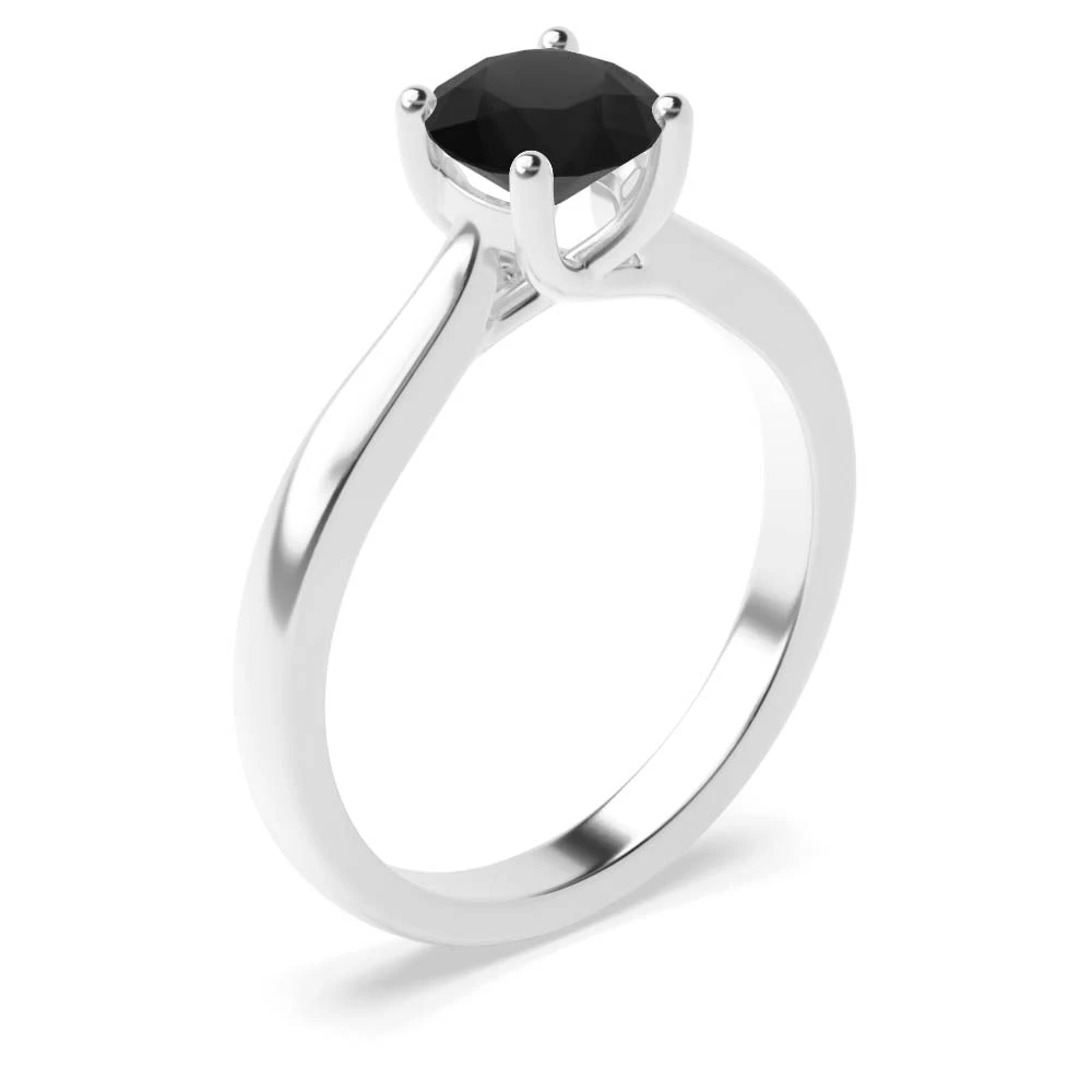 4 Claw Set Round Shape Black Diamond Ring For Men’s and Women’s