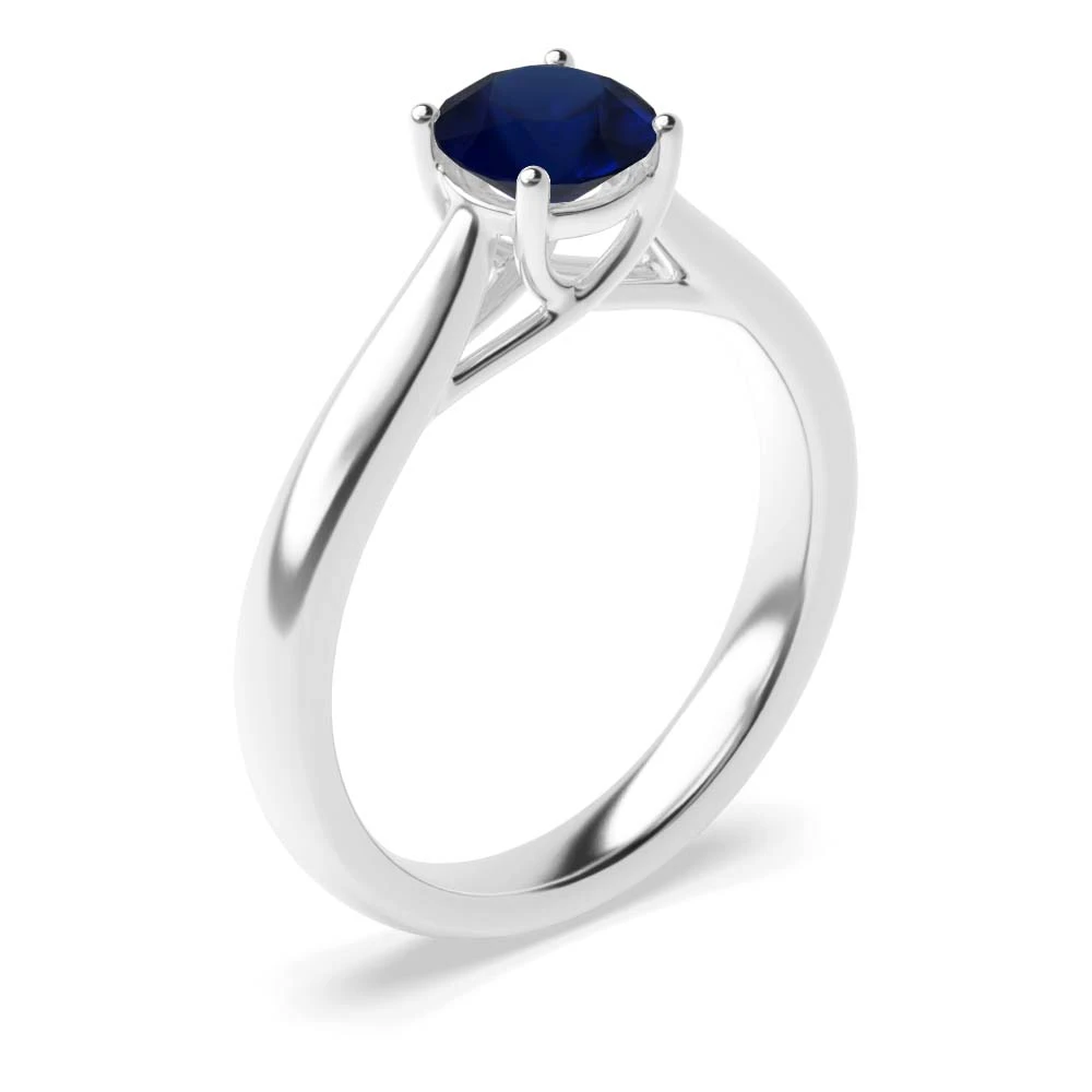 Sapphire Engagement Rings  With Brilliant Cut Round Shape Solitaire