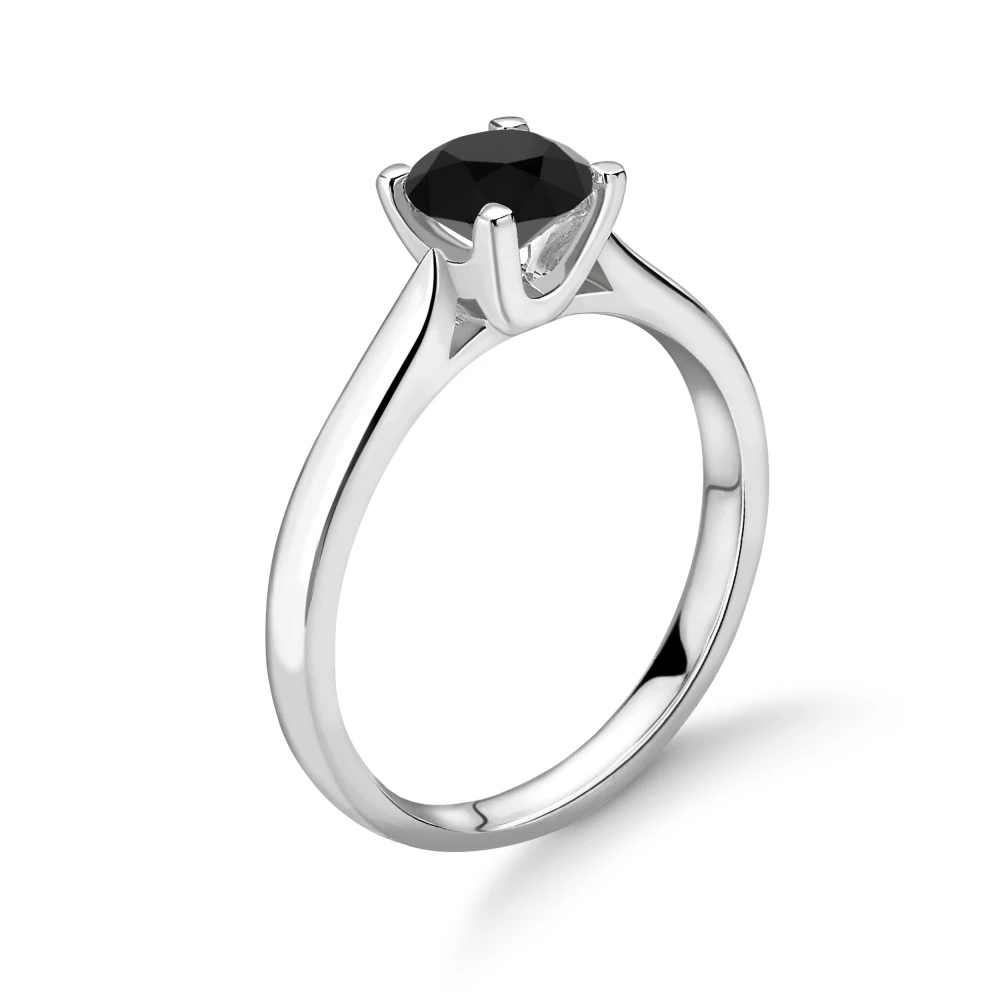 Simple Elegant Engagement Rings 4 Prong Solitaire Black Diamond Engagement Ring 
