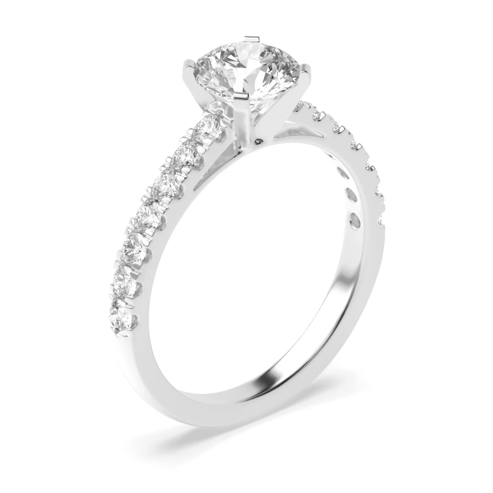 Side Stone Shoulder Set Diamond Engagement Ring White Gold / Platinum