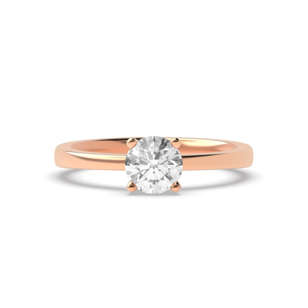 Round Brilliant Cut Diamond Solitaire Engagement Rings in White / Rose Gold