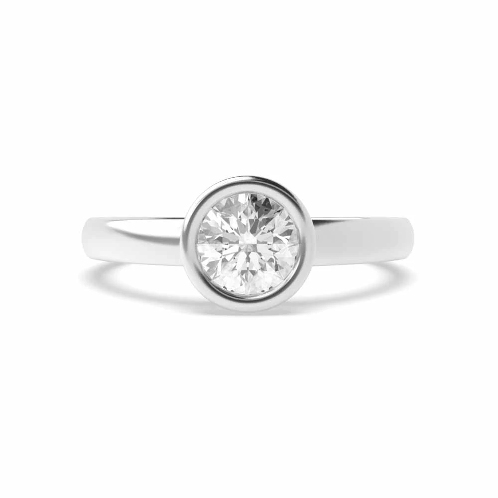 Bezel Set Diamond Engagement Ring  In Platinum & White Gold for Women