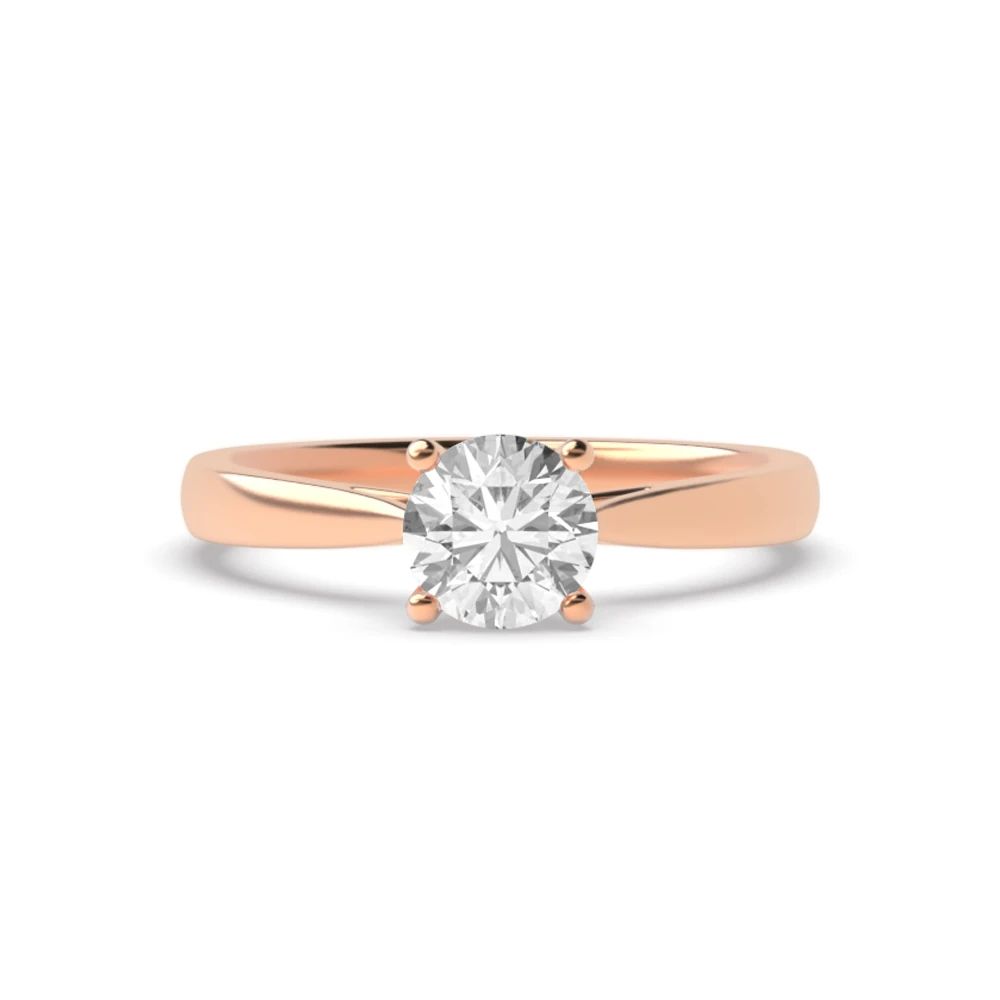 Split Shoulder Flower Petal Setting Style Solitaire Diamond Engagement Ring