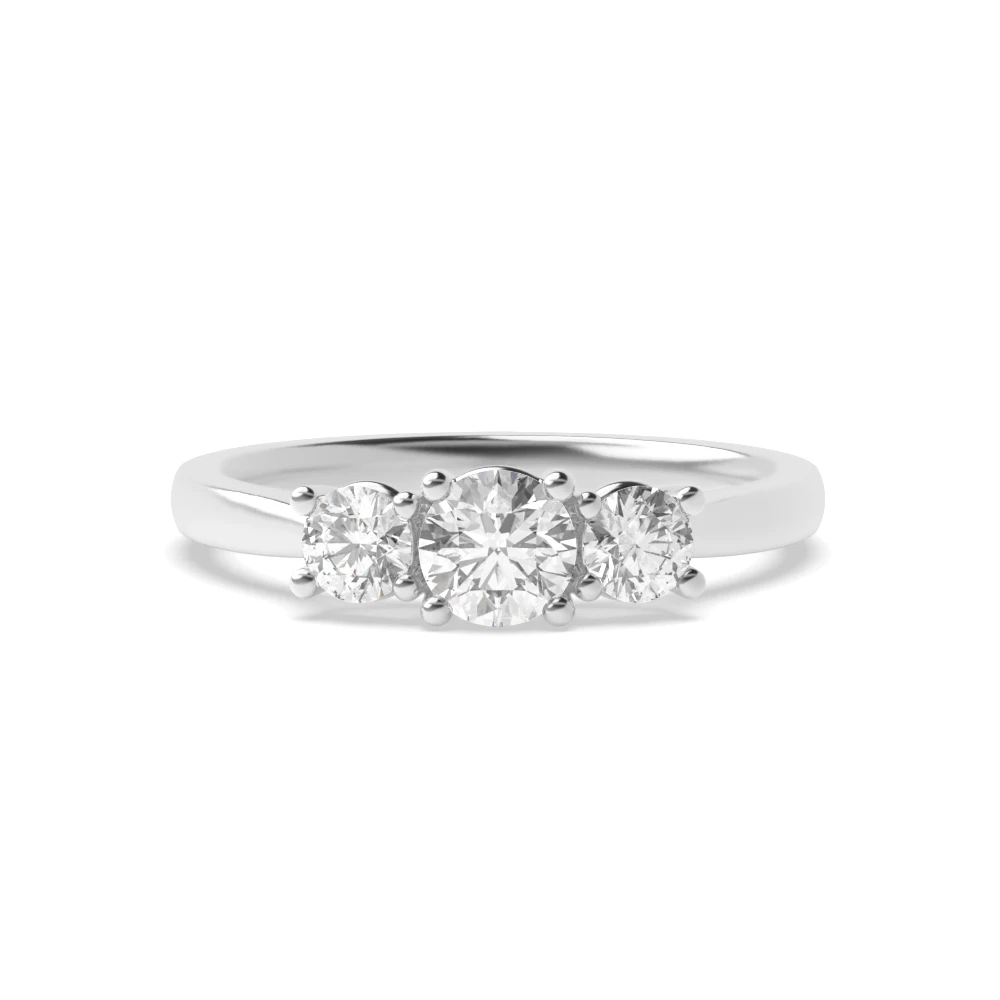 4 Prong Setting Round Diamond Trilogy Engagement Rings 