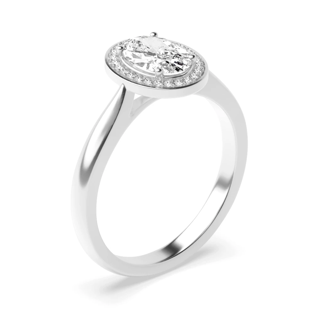 4 Prong Setting Oval Shape Classic Halo Diamond Engagement Rings
