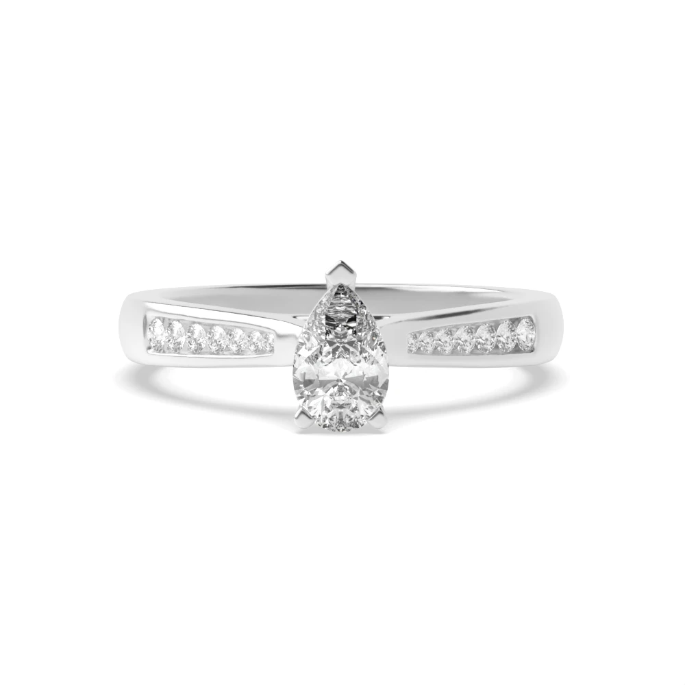 Pear Shape with Tapering Shoulder with Diamond Set Engagement Rings