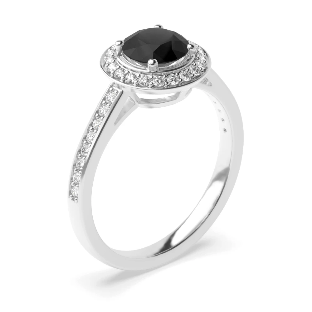 Delicate and Simple Halo Black Diamond Engagement Rings