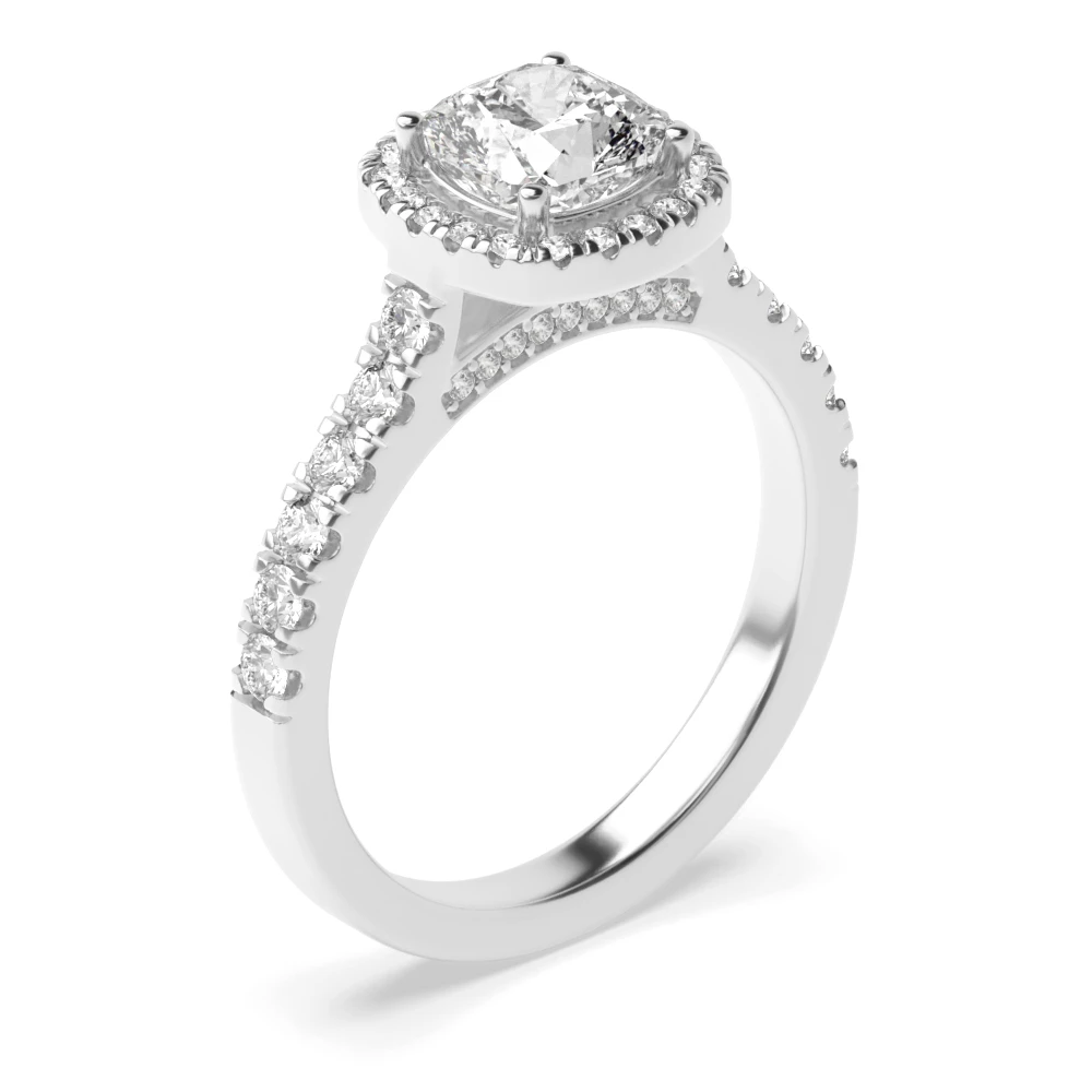 4 Prong Setting Asscher Shape Open Setting Halo Diamond Engagement Rings