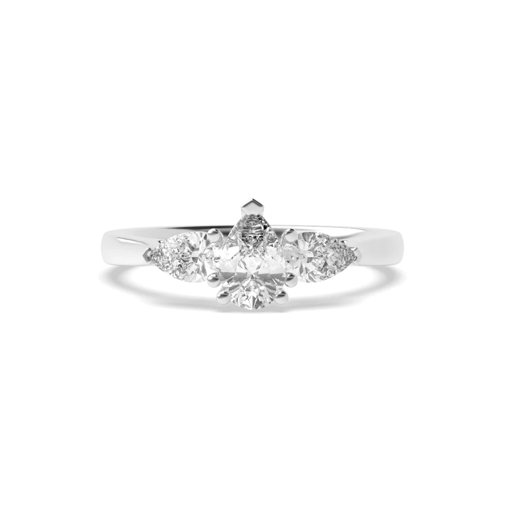 Pear Shape Diamond Three Stone Engagement Rings in 