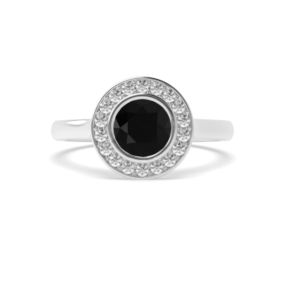 Delicate Popular Design Halo Engagement Black Diamond Rings
