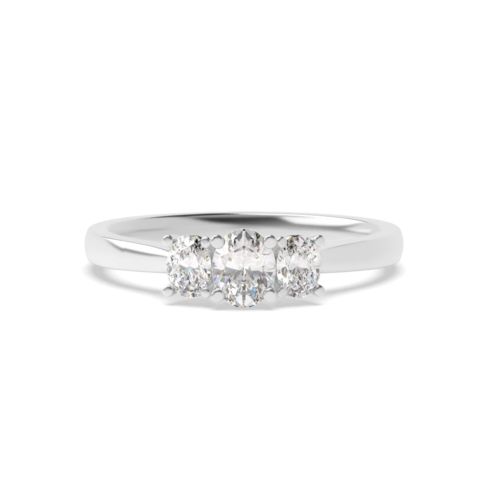 Oval Cut Classic Three Stone Trilogy Diamond Engagement Rings