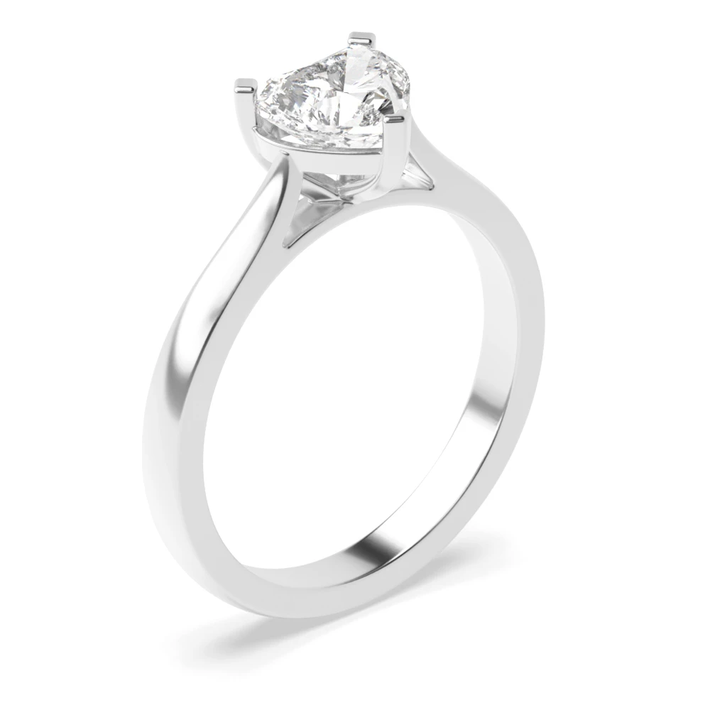 Three Claws Heart Shape Solitaire Diamond Engagement Rings