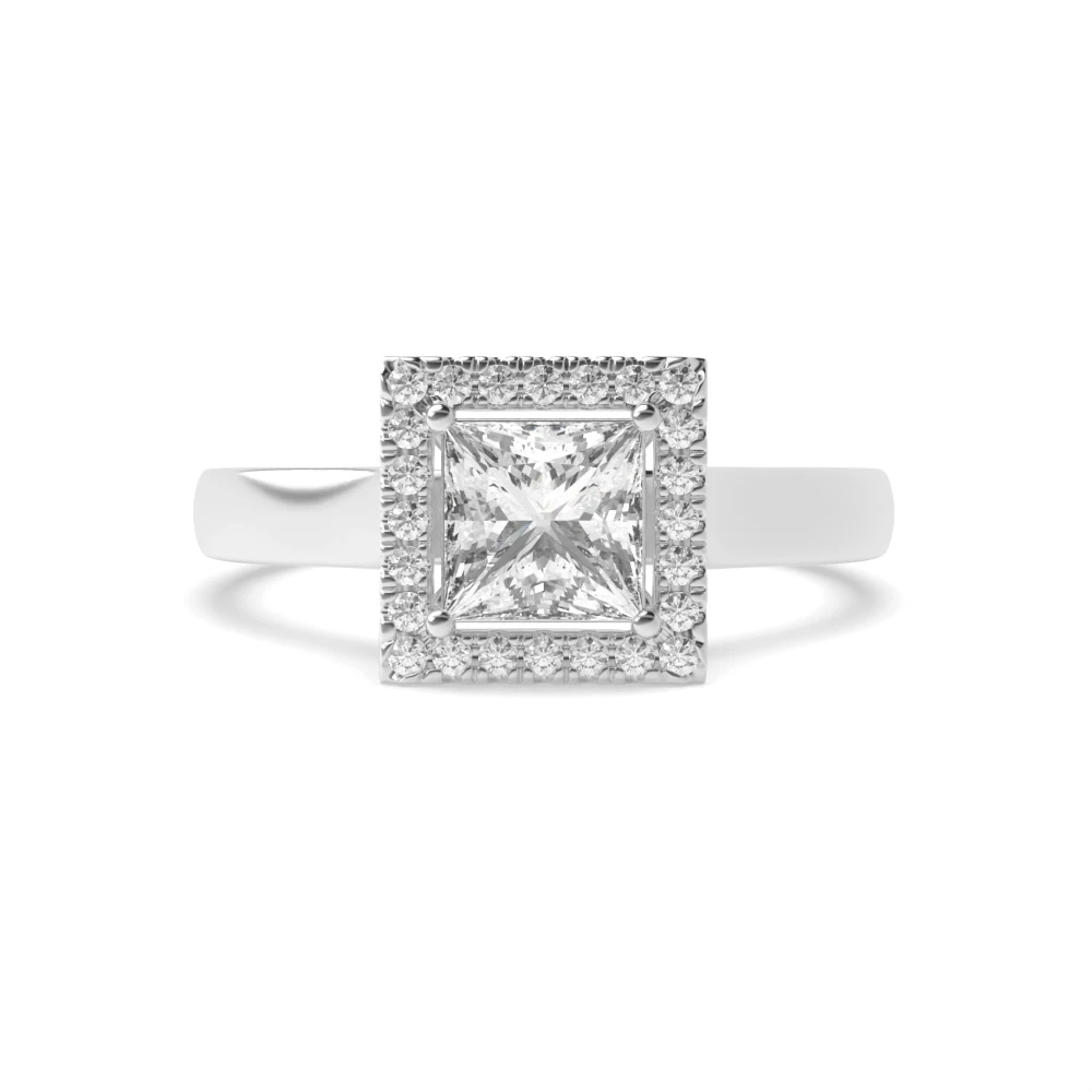 Prong Setting Princess Diamond Princess Halo Engagement Ring