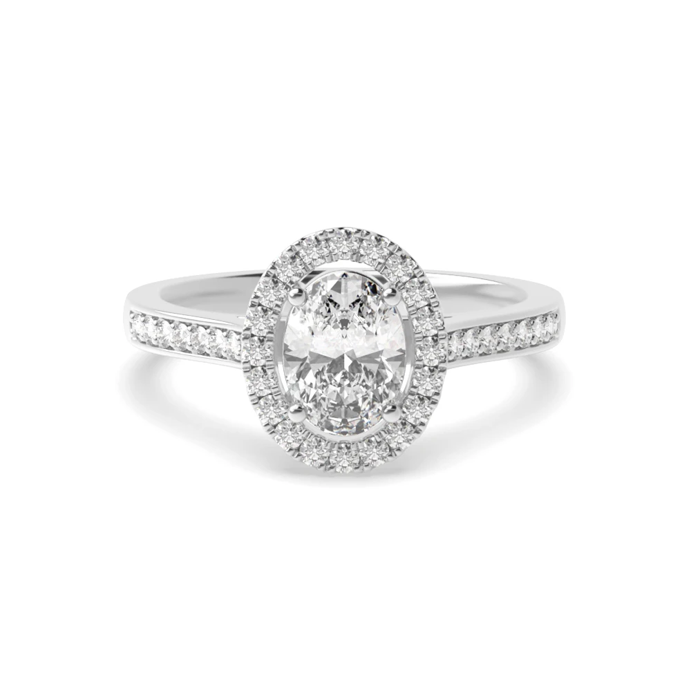 Prong Setting Oval Diamond Halo Engagement Ring