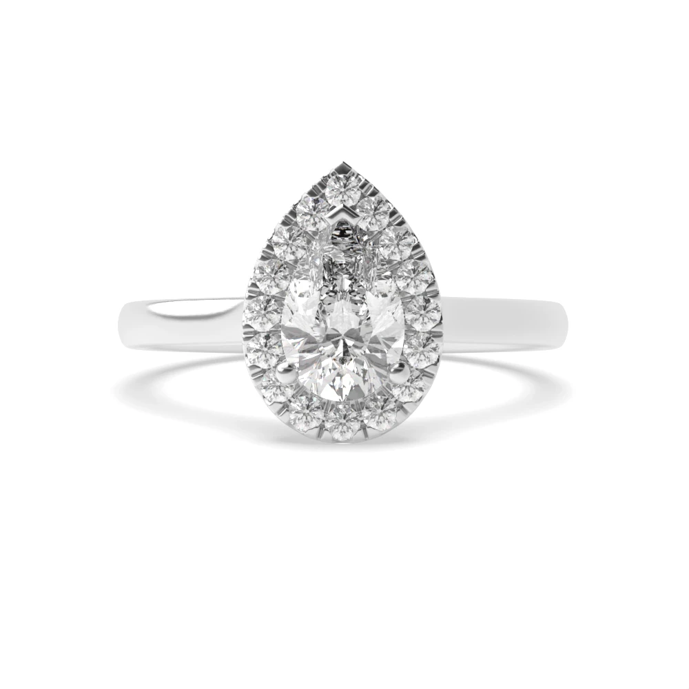 Pear Engagement Halo Diamond Engagement Ring In White / Rose Gold Rings In IE