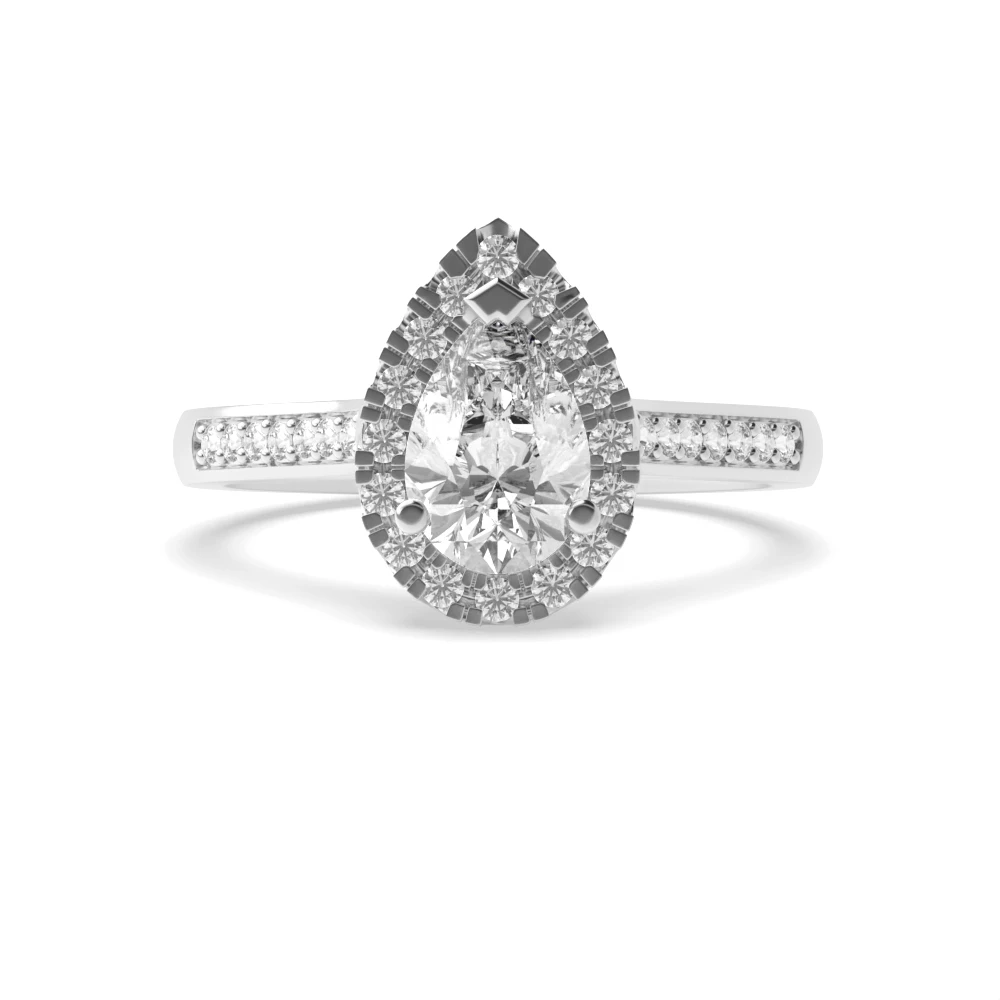 Pear Halo Diamond Engagement Ring In Platinum / White Gold
