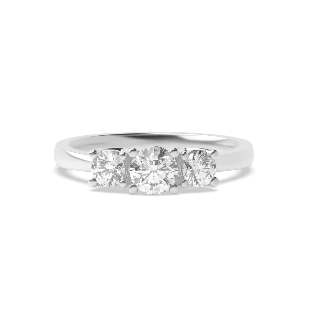 Trilogy Round Diamond Ring in White Gold 4 Prong Setting